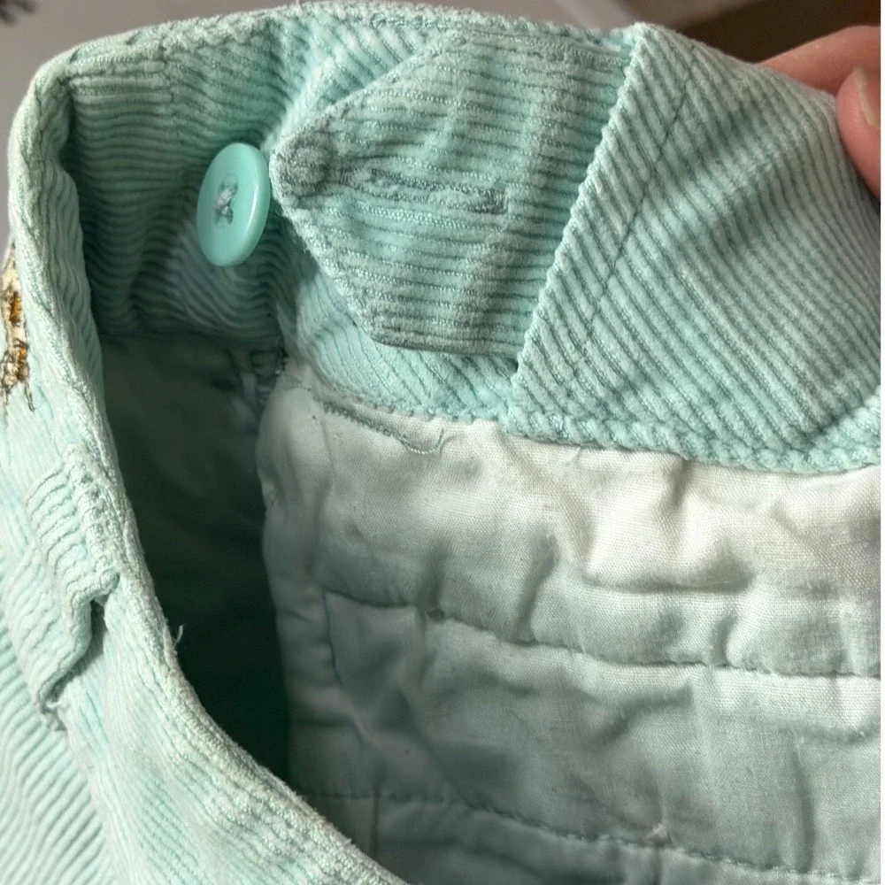 Ralph‎ Lauren Girls Light Blue/green Corduroy Embroidered Dog Mini Skirt Size 6